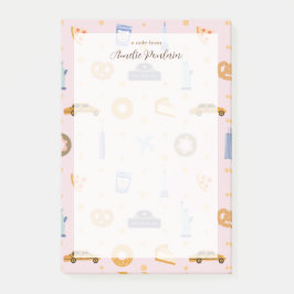 Notas Post-it® Nombre personalizado de patrón de NYC de color ros