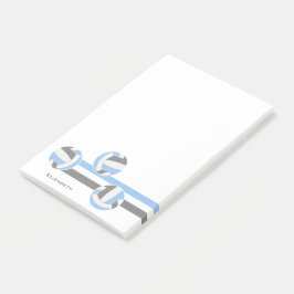 Notas Post-it® nombre personalizado de rayas de voleibol gris azu