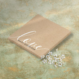 Notas Post-it® Nombre personalizado de Rustic Kraft Script Love