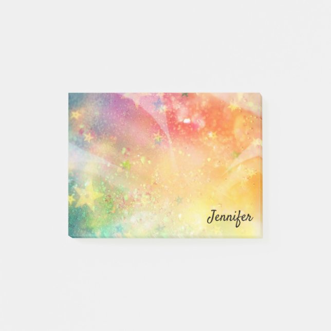 Notas Post-it® Nombre personalizado de Star Sparkle Purpurina DIY (Anverso)