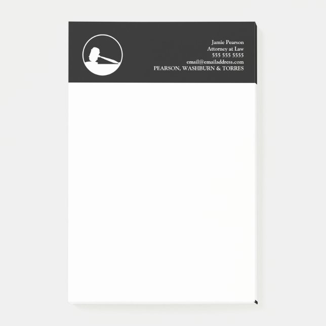 Notas Post-it® Nombre personalizado del icono del martillo negro  (Anverso)
