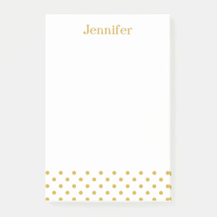 Notas Post-it® Nombre personalizado del modelo de lunares del oro