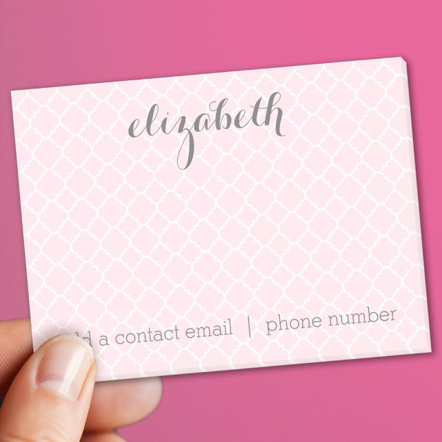 Notas Post-it® Nombre personalizado del patrón de cuatrefoil gris (Custom Post It Note Pad)