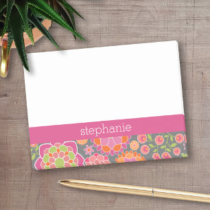 Notas Post-it® Nombre personalizado del patrón floral de primave