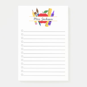 Notas Post-it® Nombre personalizado del profesor vuelta al cole