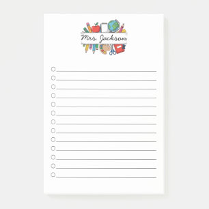 Notas Post-it® Nombre personalizado del profesor vuelta al cole