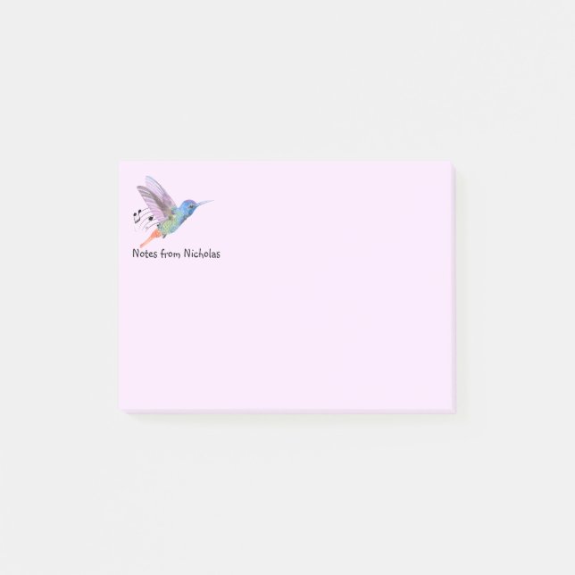 Notas Post-it® Nombre personalizado Diversión Hummingbird Bird Na (Anverso)