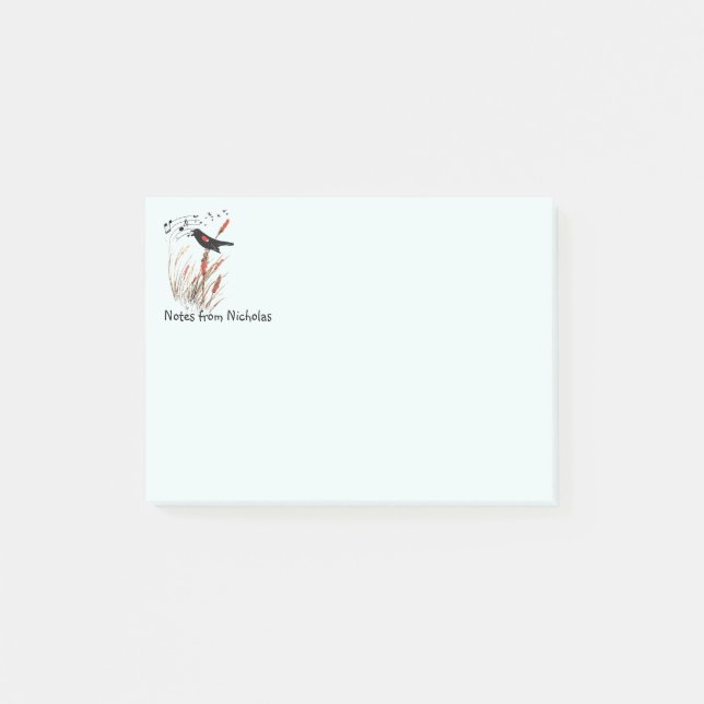 Notas Post-it® Nombre personalizado Diversión Red Wingbird Blackb (Anverso)