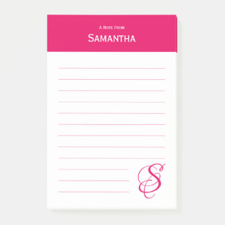 Notas Post-it® Nombre Personalizado Elegante Rosa Monograma Enluc