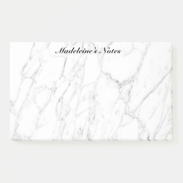 Notas Post-it® Nombre personalizado extra grande de piedra blanca (Anverso)