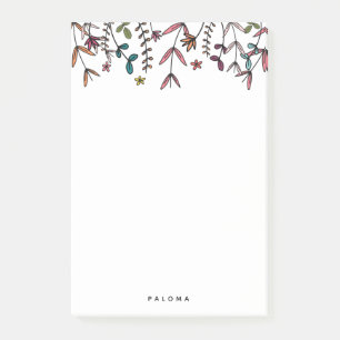 Notas Post-it® Nombre personalizado Florales ilustradas personali