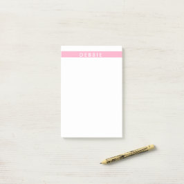 Notas Post-it® Nombre personalizado franjas horizontales rosadas 
