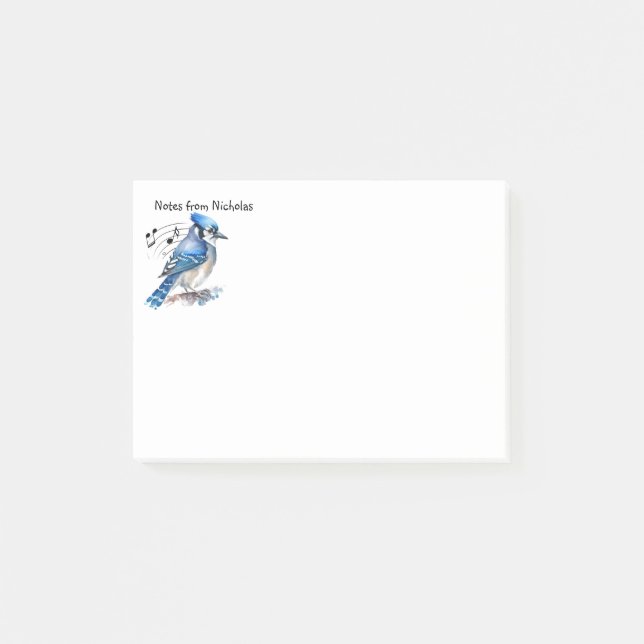 Notas Post-it® Nombre personalizado Fun Bluejay Blue Jay Bird Nat (Anverso)