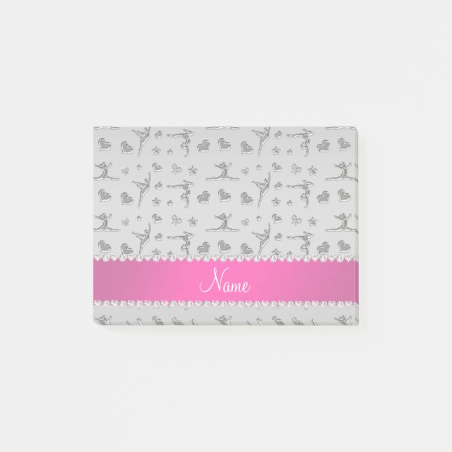 Notas Post-it® Nombre personalizado gimnasia plateada (Anverso)