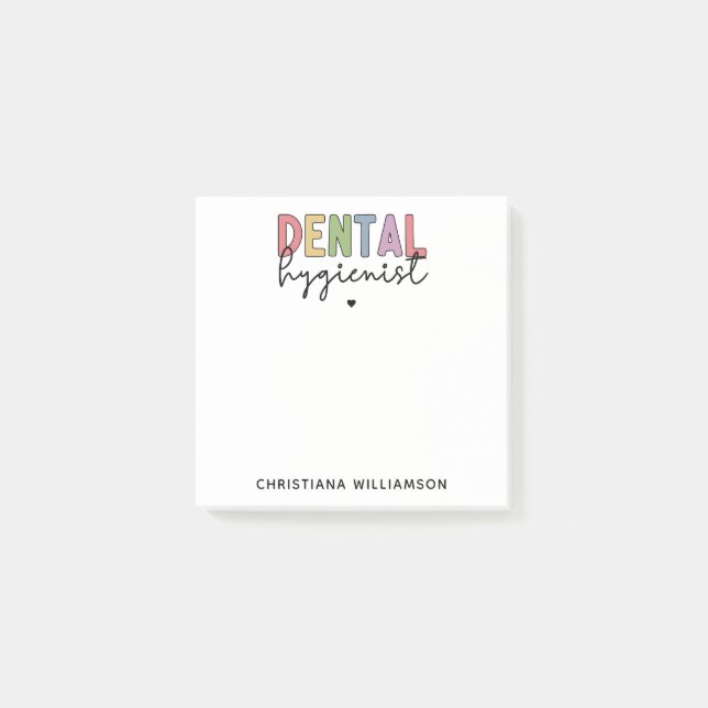 Notas Post-it® Nombre personalizado Higienista dental Regalos RDH (Anverso)