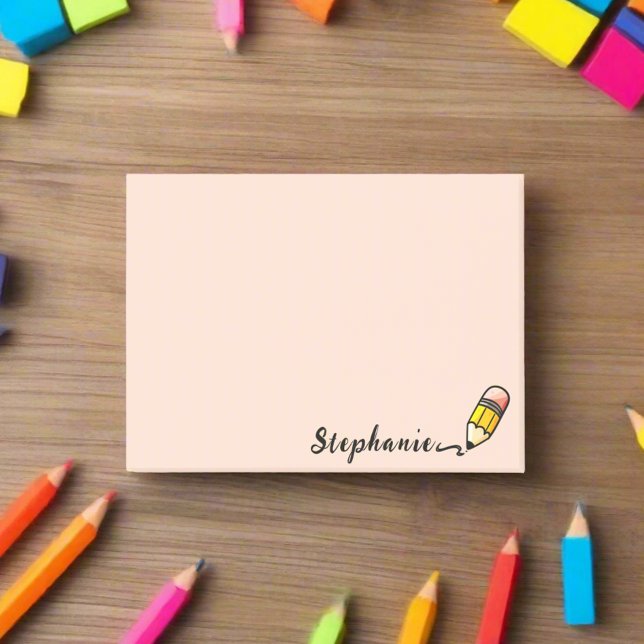 Notas Post-it® Nombre Personalizado Lápiz Cute De Vuelta A Elemen (Subido por el creador)