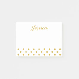 Notas Post-it® Nombre personalizado lunares elegantes del oro