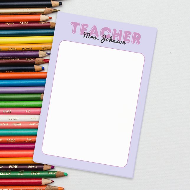 Notas Post-it® Nombre personalizado Maestra púrpura (Custom Name Purple Teacher Post-it Notes)