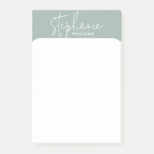 Notas Post-it® Nombre personalizado minimalista en color verde y 