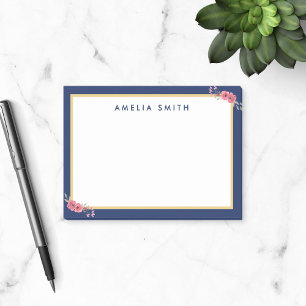 Notas Post-it® Nombre personalizado Moda Flores rosas de borde az