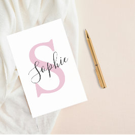 Notas Post-it® Nombre personalizado moderno Monograma rosa