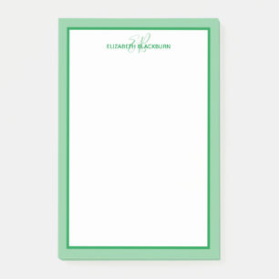 Notas Post-it® Nombre personalizado monograma iniciales verde