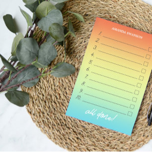 Notas Post-it® Nombre personalizado Ombre tropical numerado para 