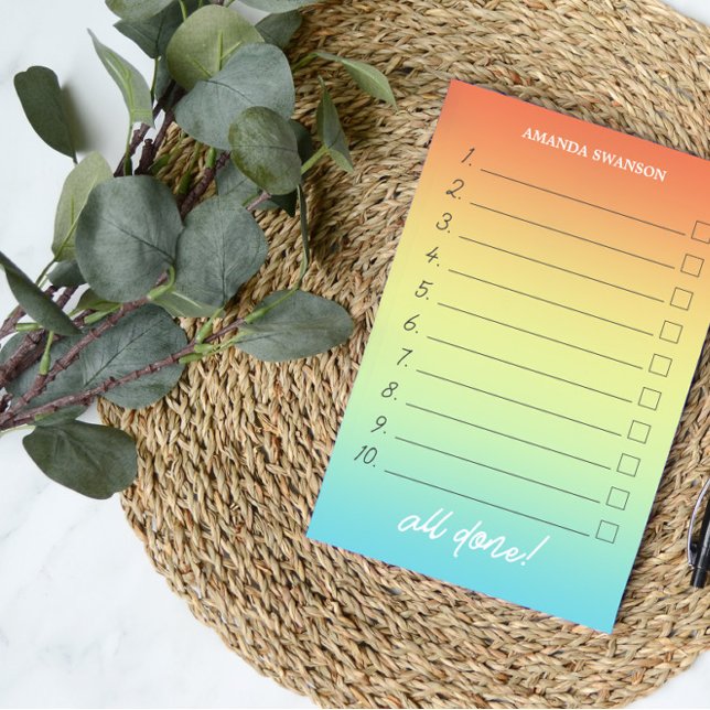 Notas Post-it® Nombre personalizado Ombre tropical numerado para  (Subido por el creador)