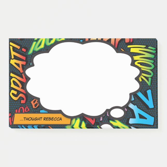 Notas Post-it® Nombre personalizado Piensa en libro cómico de bur (Anverso)