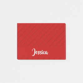 Notas Post-it® Nombre personalizado plástico diagonal rojo textur