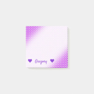 Notas Post-it® Nombre personalizado + Puntos/modelo púrpuras de