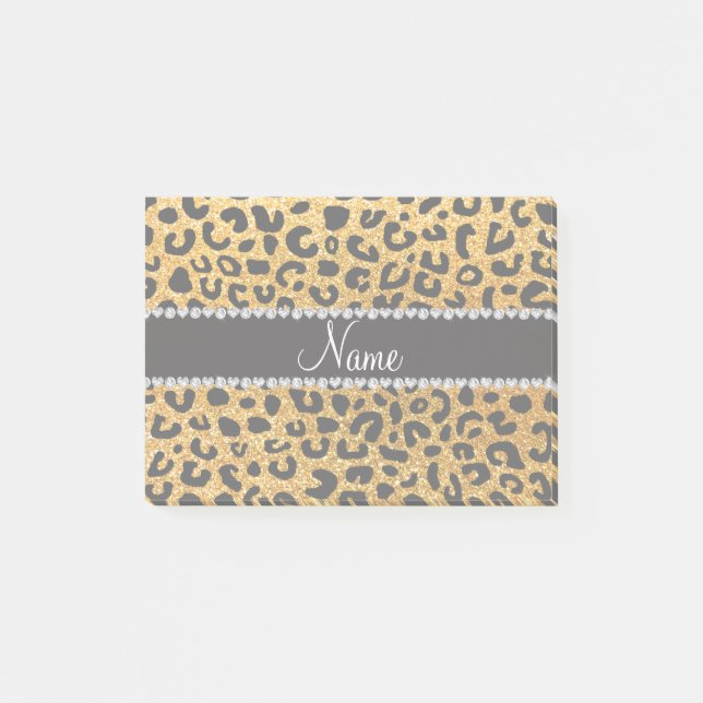 Notas Post-it® Nombre personalizado purpurina amarillo chita impr (Anverso)