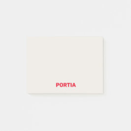 Notas Post-it® Nombre personalizado rojo claro gris claro