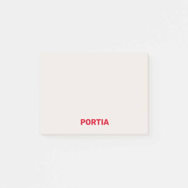 Notas Post-it® Nombre personalizado rojo claro gris claro (Anverso)