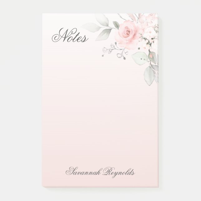 Notas Post-it® Nombre personalizado ROSAS PINK FLORAL Notepad (Anverso)