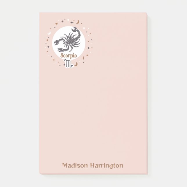 Notas Post-it® Nombre personalizado Rótulo Zodiac Scorpio (Anverso)