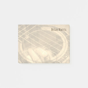 Notas Post-it® Nombre personalizado sepia acústica guitarra estam