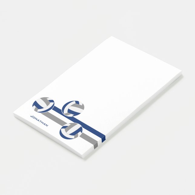 Notas Post-it® nombre personalizado simple de pistas de voleibol  (En perspectiva)