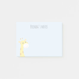 Notas Post-it® Nombre personalizado Sonriente Giraffe Light Blue