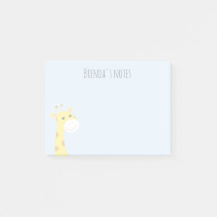 Notas Post-it® Nombre personalizado Sonriente Giraffe Light Blue