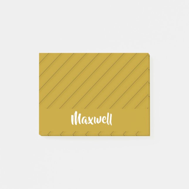 Notas Post-it® Nombre personalizado texturizado en diagonal marró (Anverso)