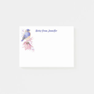 Notas Post-it® Nombre personalizado Watercolor Bluebird Garden Bi