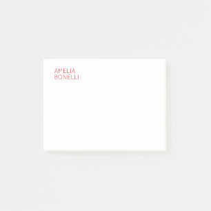 Notas Post-it® Nombre profesional Minimalista moderno Blanco plan