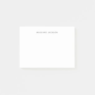 Notas Post-it® Nombre Propio Minimalista Moderno Plano Negro Blan
