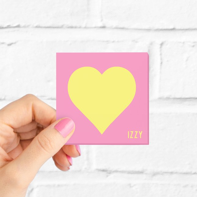 Notas Post-it® Nombre rosa cálido del corazón amarillo (Subido por el creador)