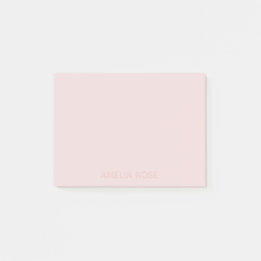 Notas Post-it® Nombre rosa sutil en rosa suave rubor