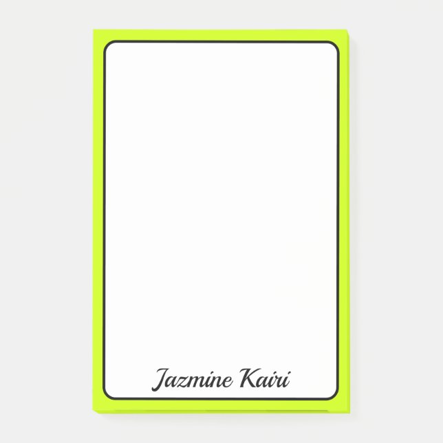 Notas Post-it® Nombre simple del profesional del borde amarillo n (Anverso)