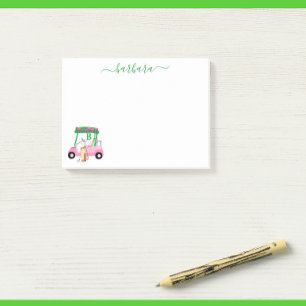 Notas Post-it® Nombre único del monograma del coche de golf de di