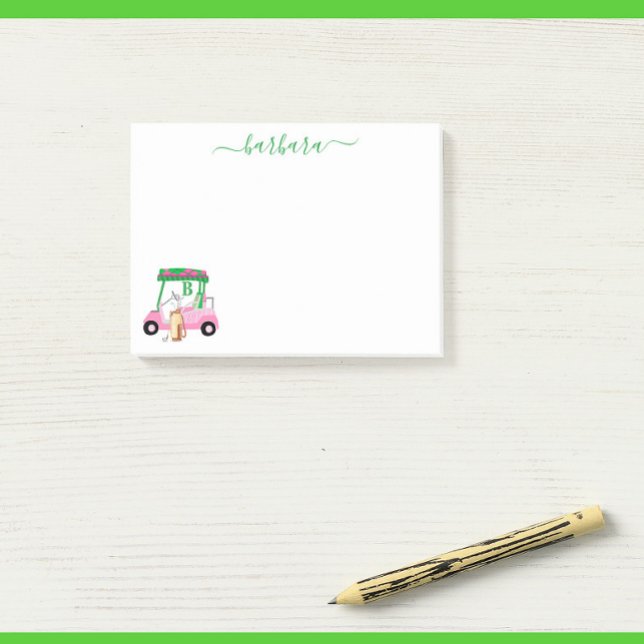 Notas Post-it® Nombre único del monograma del coche de golf de di (Subido por el creador)