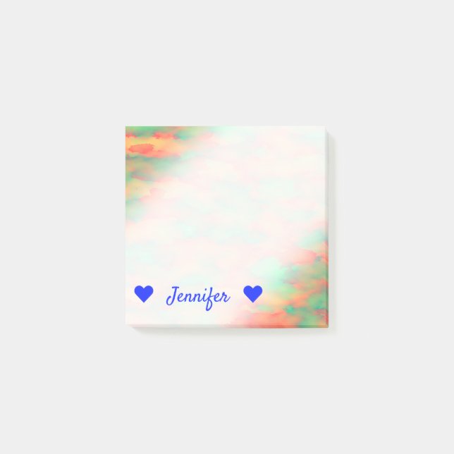 Notas Post-it® Nombre + Verde, rojo Acuarela-Como modelo (Anverso)